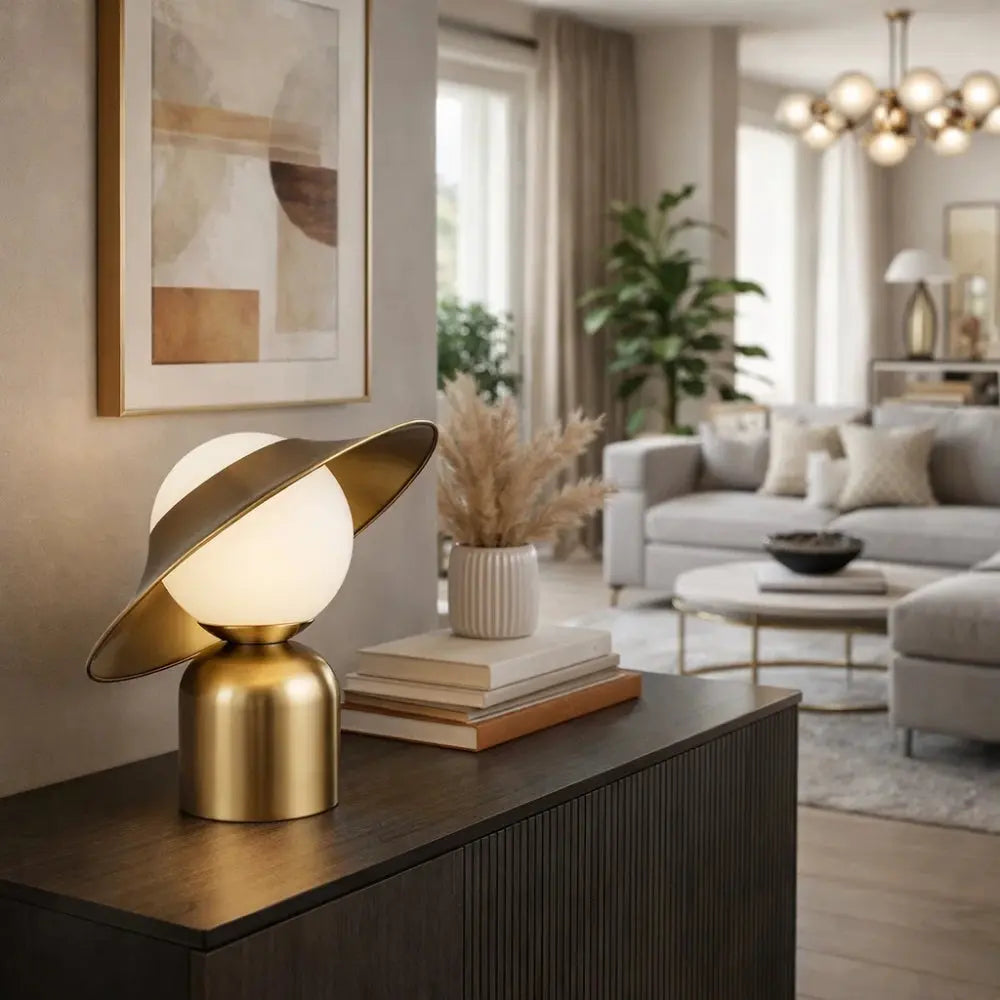 Lampe Champignon Vintage - Dôme doré lumineux