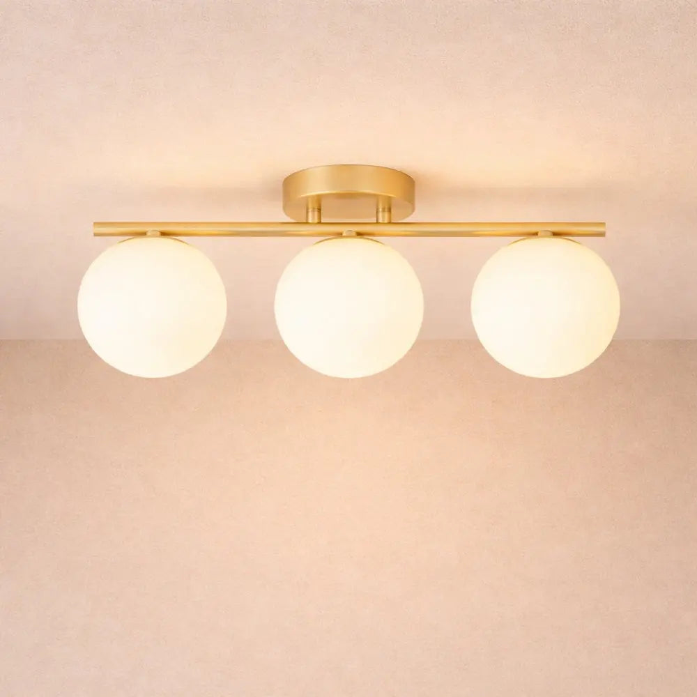 Lampe Plafonnier Led - Duo Laiton Opalin