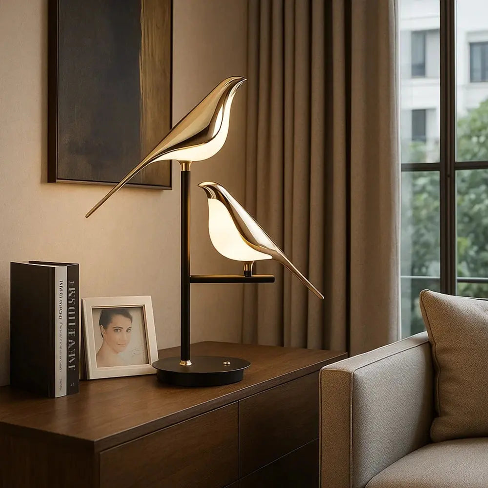 Lampe De Bureau Led - Oiseau Doré Sculptural