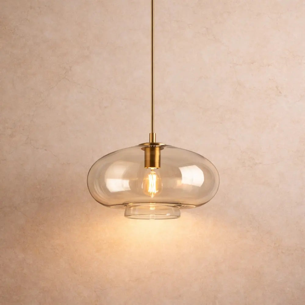 Luminaire Suspension Verre - Ambré Halo Doux