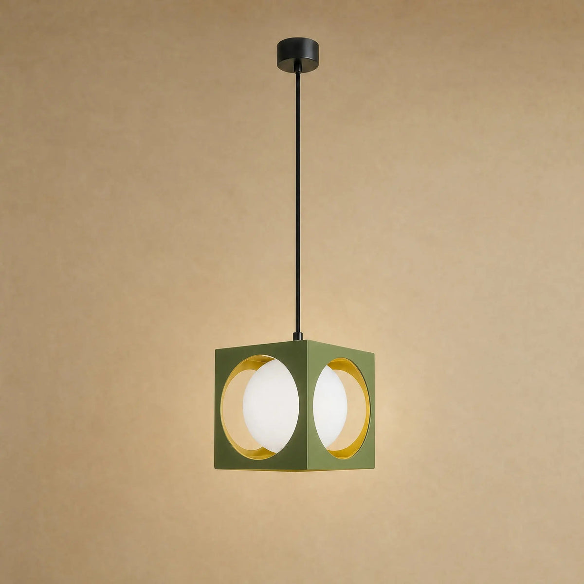 Suspension Colorée - Cube Globe Opale Rétro