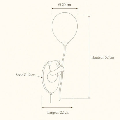 Applique Murale Ours - Ballon De Verre Câlin