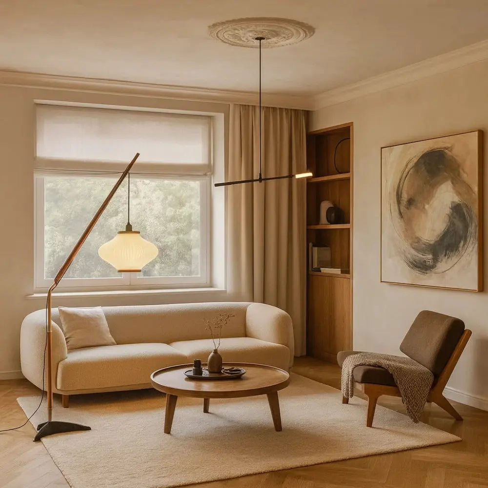 Lampadaire Moderne Sur Pied - Courbe Bois Médiévale