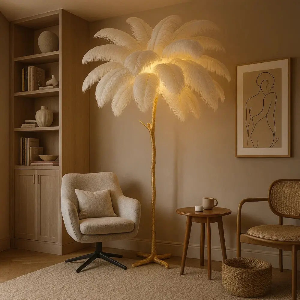Lampadaire Plume - Plumes d'Autruche Opulentes