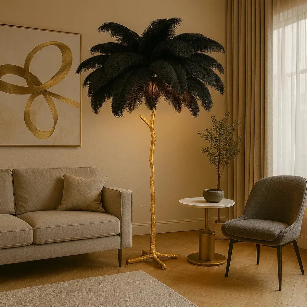 Lampadaire Plume - Plumes d'Autruche Opulentes