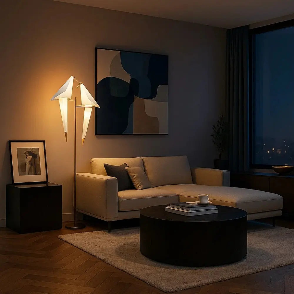 Lampe Oiseau Origami Doré - Table et Sur Pied