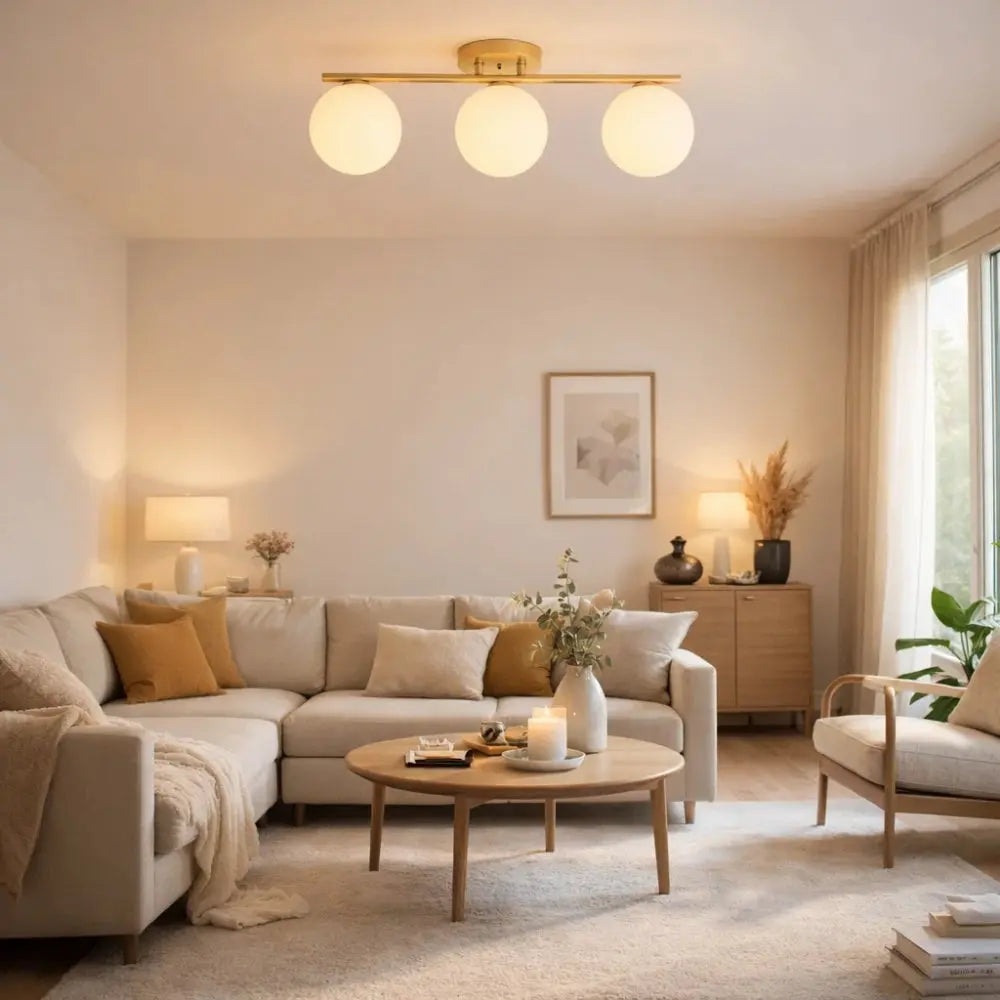 Lampe Plafonnier Led - Duo Laiton Opalin