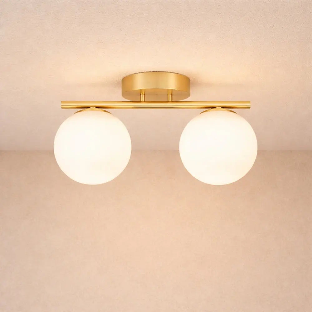 Lampe Plafonnier Led - Duo Laiton Opalin