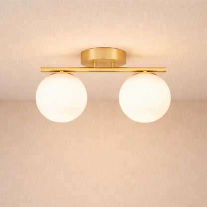 Lampe Plafonnier Led - Duo Laiton Opalin