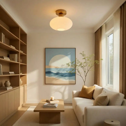 Lampe Plafonnier Led - Verre Plissé Doré