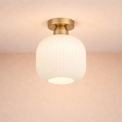 Lampe Plafonnier Led - Verre Plissé Doré