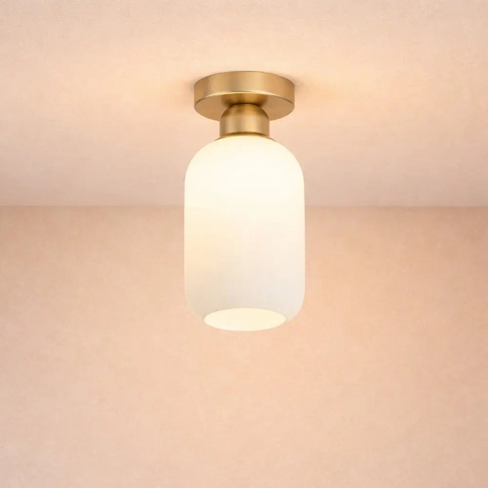 Lampe Plafonnier Led - Verre Plissé Doré