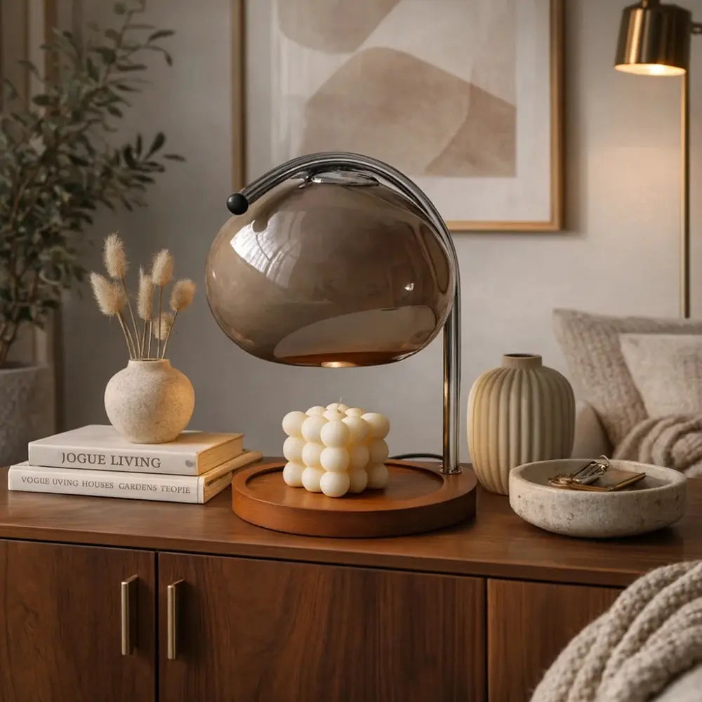Lampe de Chevet Japandi - Verre et Bois