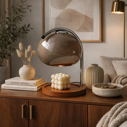 Lampe de Chevet Japandi - Verre et Bois