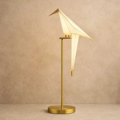 Lampe Oiseau Origami Doré - Table et Sur Pied