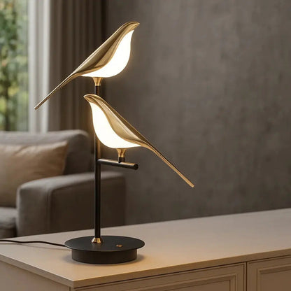 Lampe De Bureau Led - Oiseau Doré Sculptural