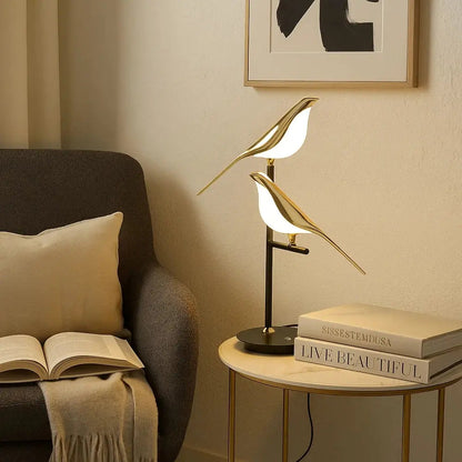Lampe De Bureau Led - Oiseau Doré Sculptural