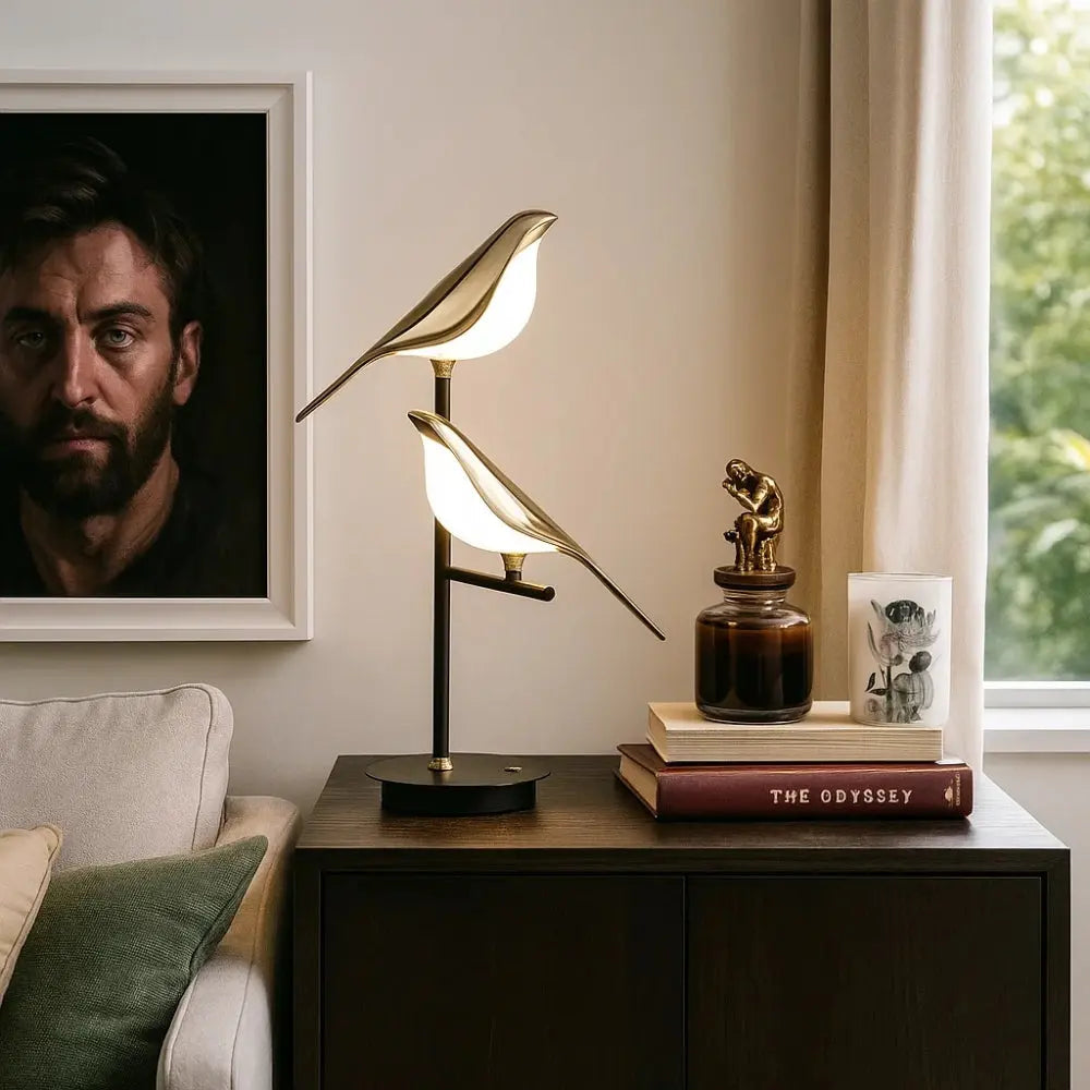 Lampe De Bureau Led - Oiseau Doré Sculptural