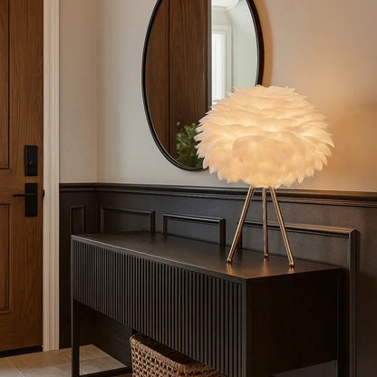 Lampe Table De Chevet - Plumes Dorées Rêveuses