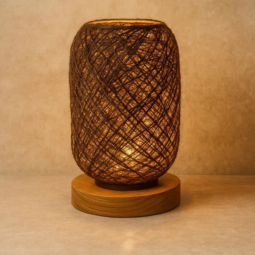 Lampe De Chevet En Rotin - Tressage Bohème Naturel
