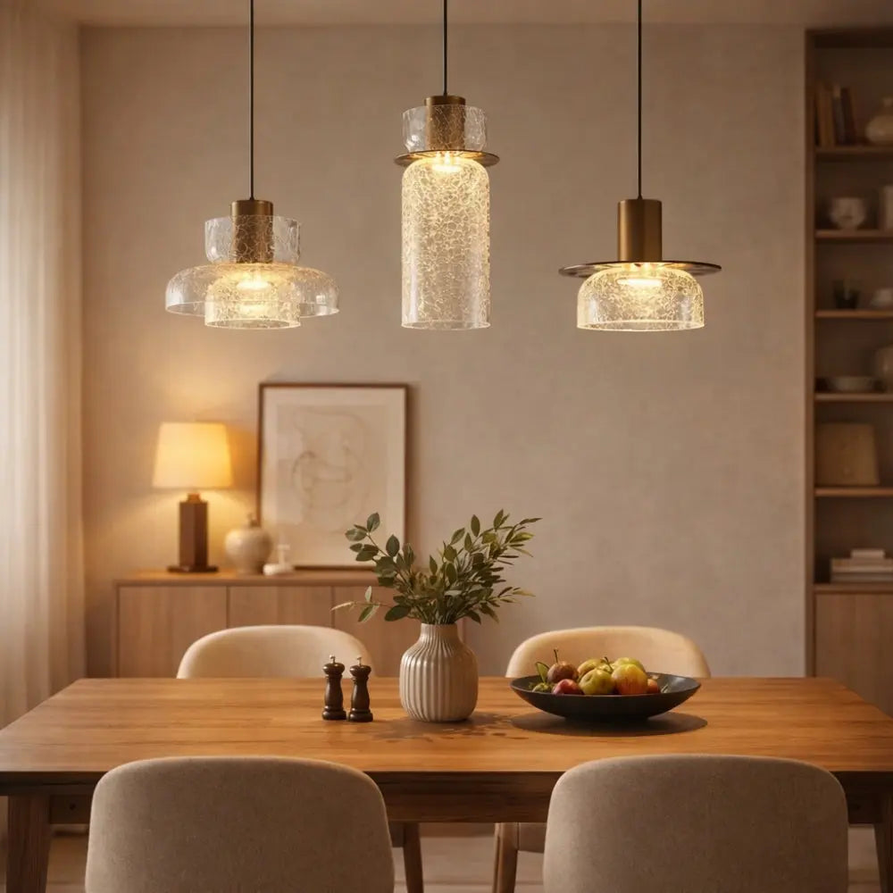 Lampes Suspensions - Verre Fissuré Lueur