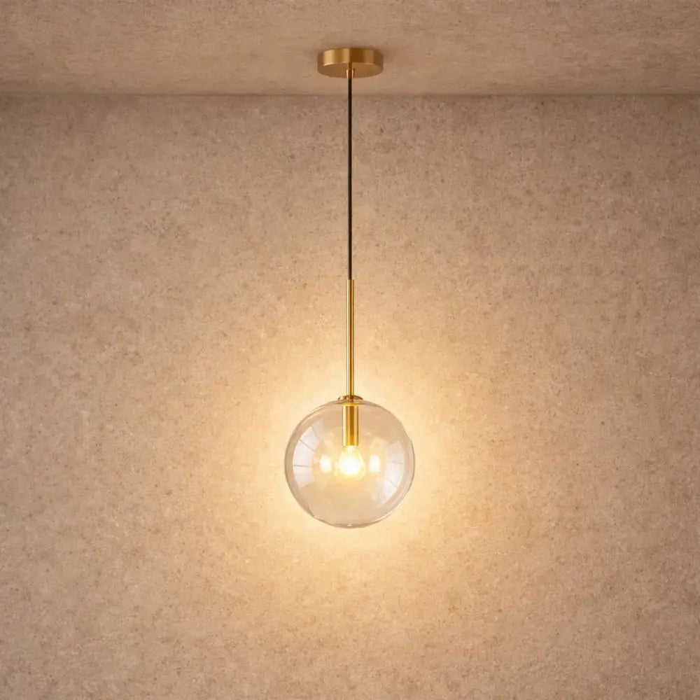 Luminaire En Verre Suspension - Sphère Dorée