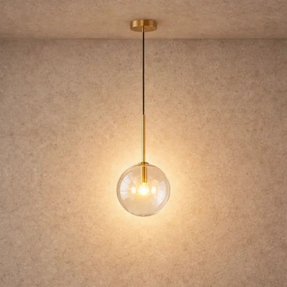 Luminaire En Verre Suspension - Sphère Dorée