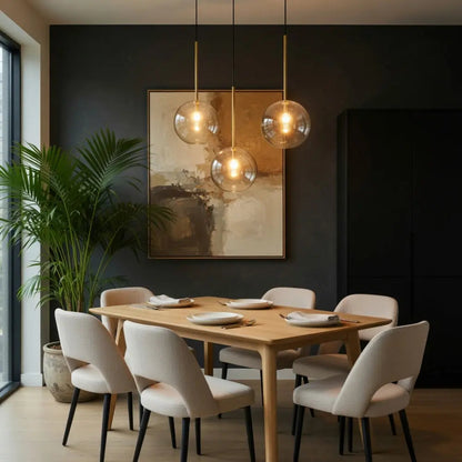 Luminaire En Verre Suspension - Sphère Dorée