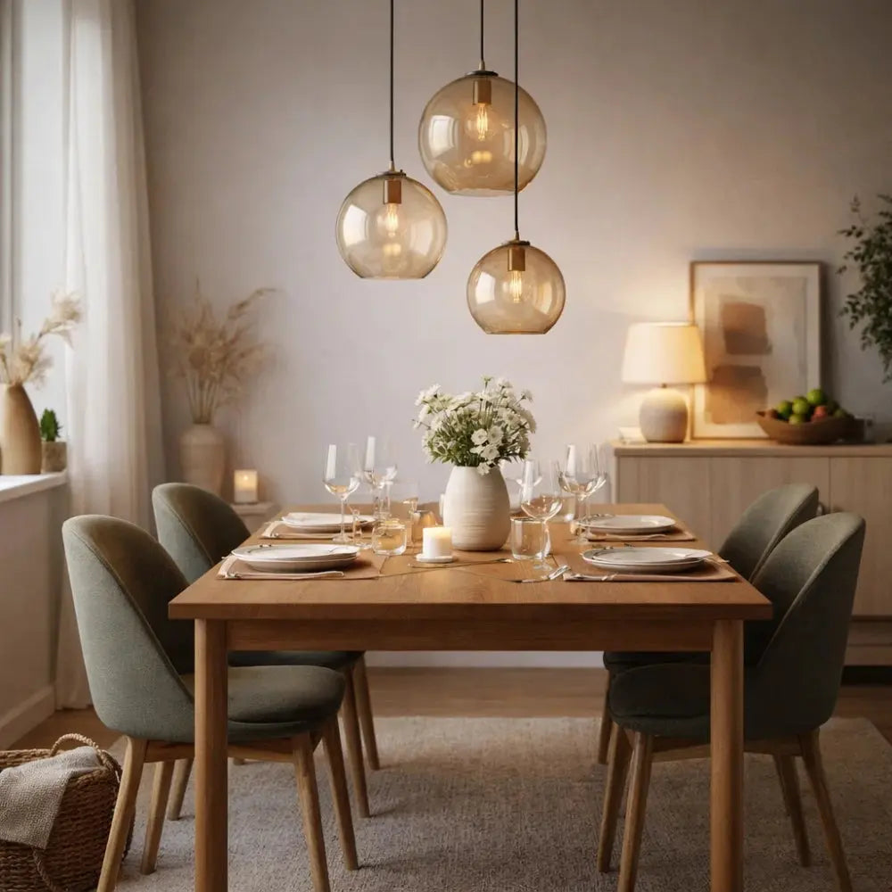 Luminaire Suspension Verre - Ambré Halo Doux