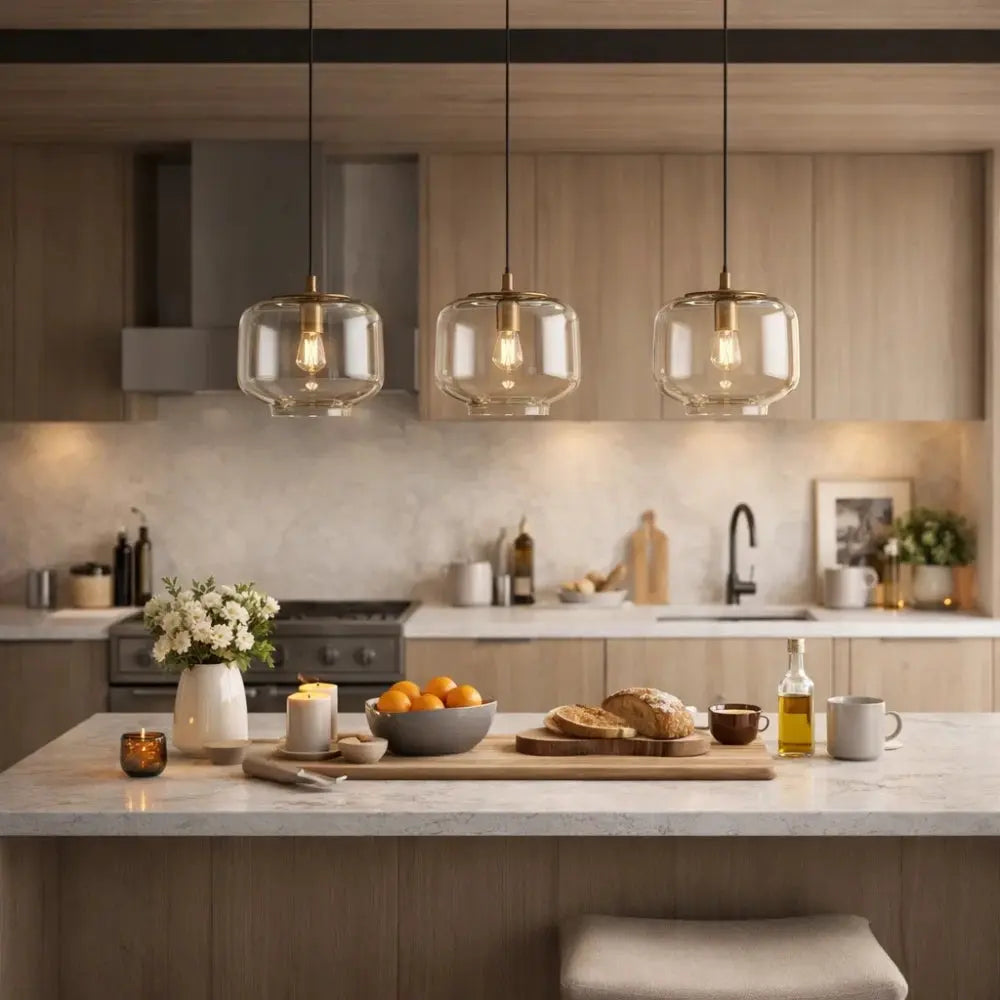 Luminaire Suspension Verre - Ambré Halo Doux