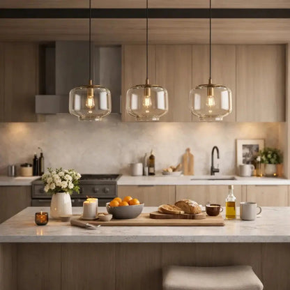 Luminaire Suspension Verre - Ambré Halo Doux