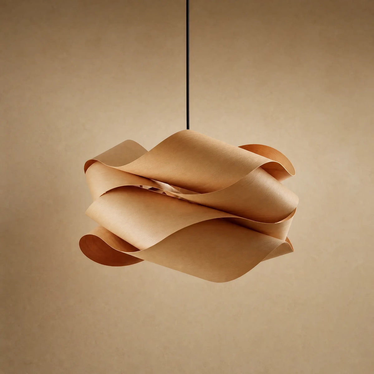 Lustre Bois - Nuage De Rubans Flottants