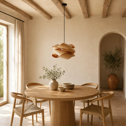 Lustre Bois - Nuage De Rubans Flottants