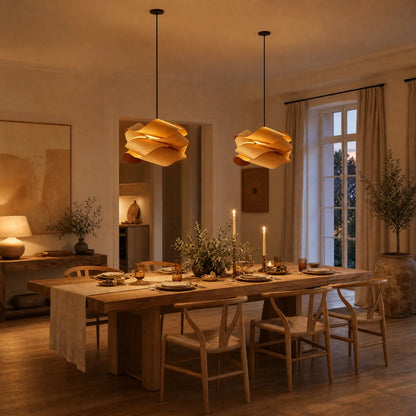 Lustre Bois - Nuage De Rubans Flottants