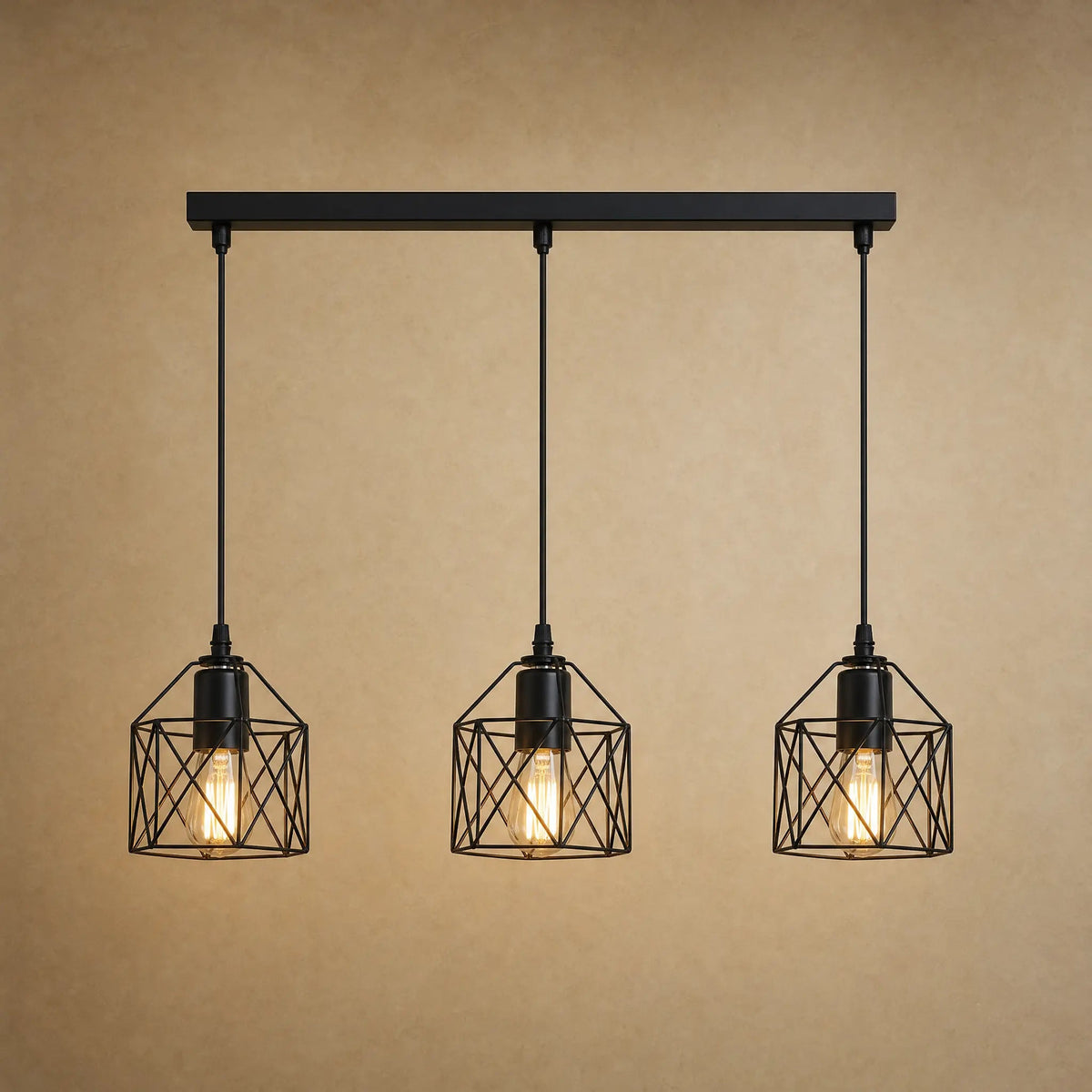 Lustre Cuisine - Trio De Cages Noires