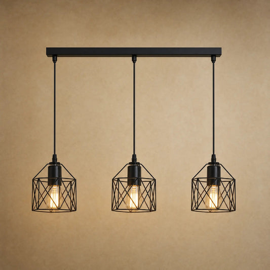 Lustre Cuisine - Trio De Cages Noires