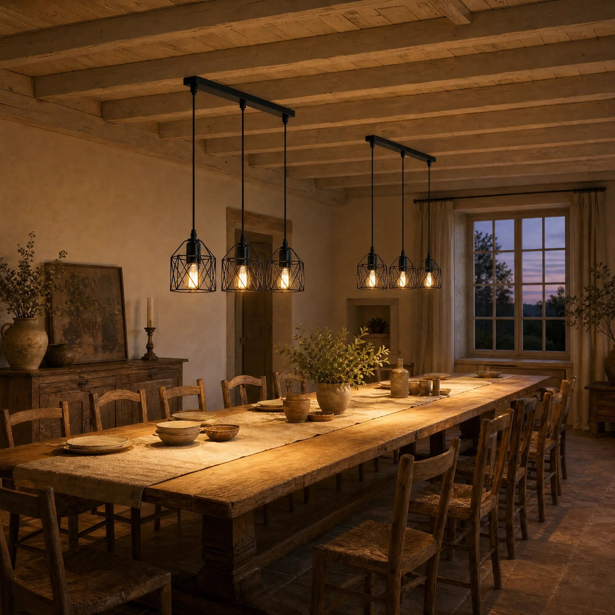 Lustre Cuisine - Trio De Cages Noires