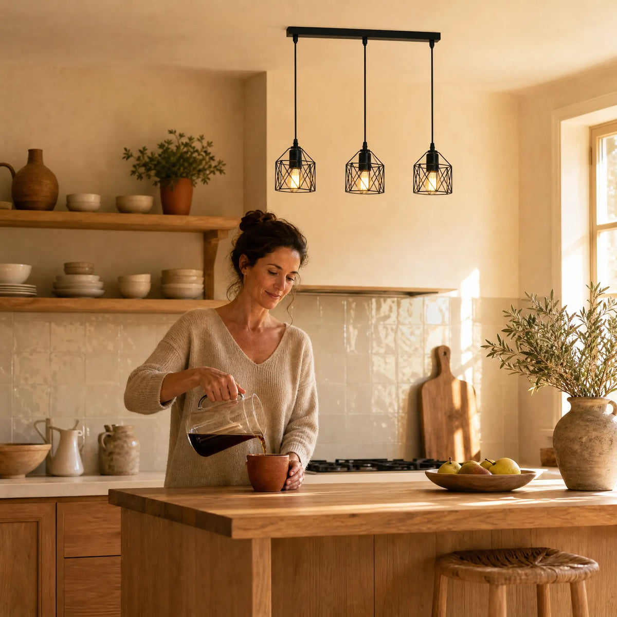 Lustre Cuisine - Trio De Cages Noires