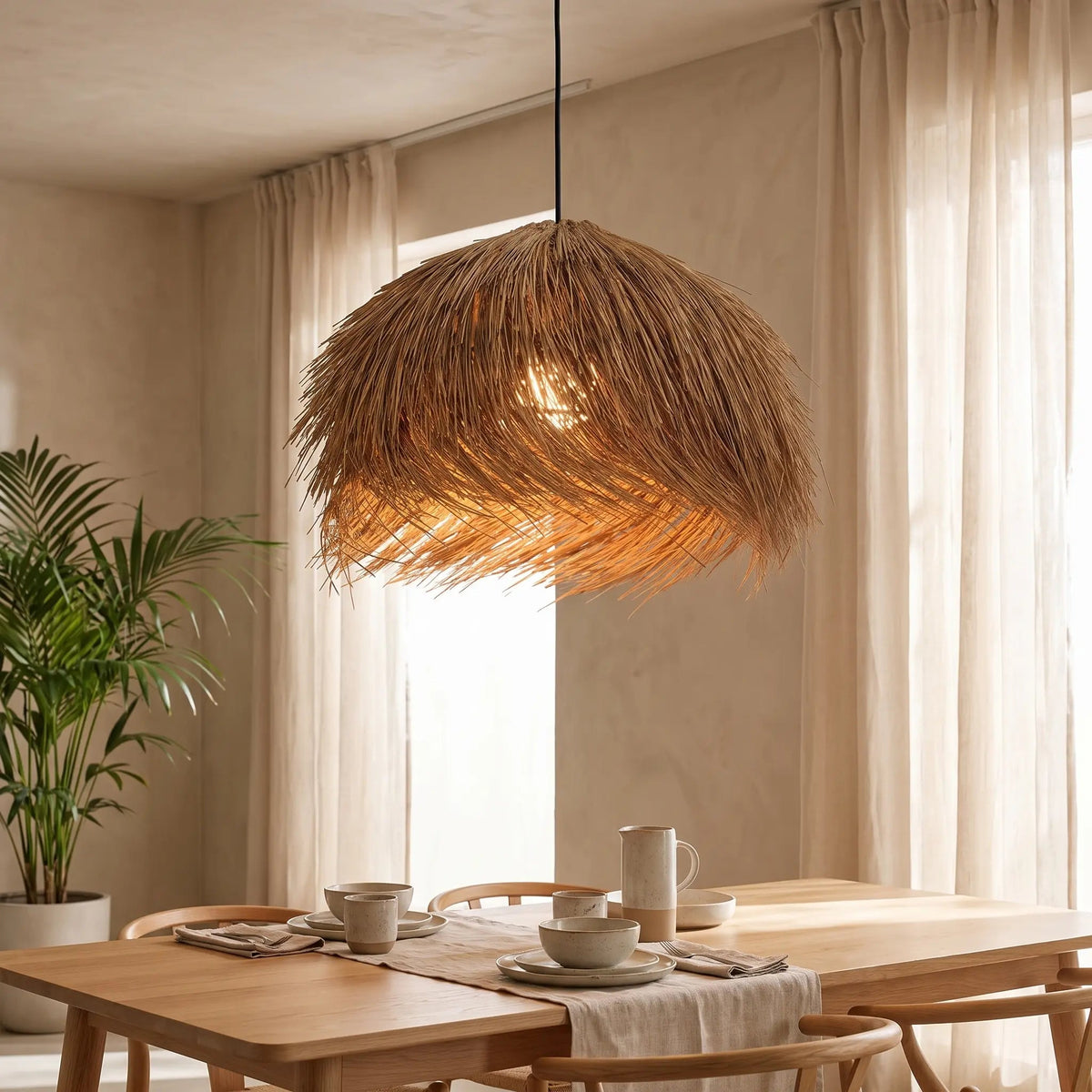 Lustre Rotin Wabi-Sabi - Dôme Tressé Artisanal