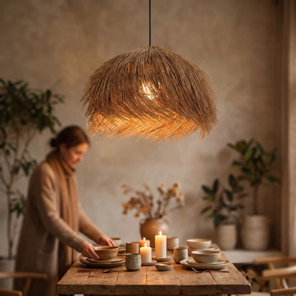 Lustre Rotin Wabi-Sabi - Dôme Tressé Artisanal