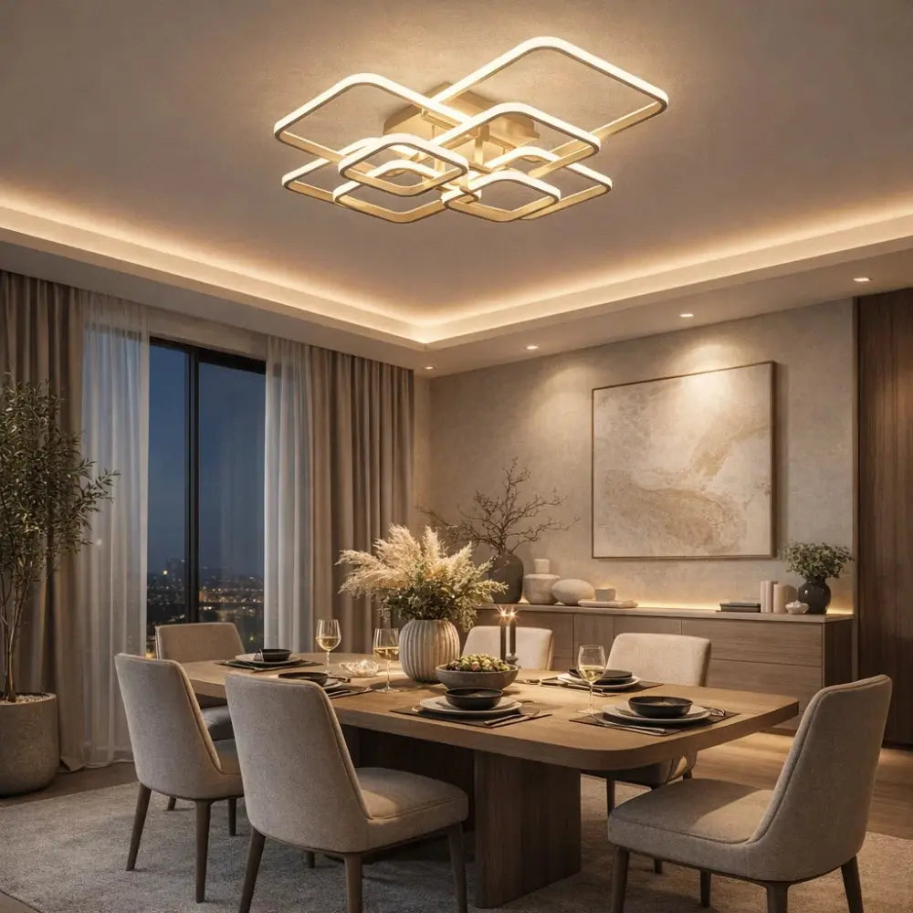 Plafonnier LED Carré - Halo Géométrique Contemporain