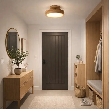 Plafonnier LED en Bois - Éclat Chaleur Nordique