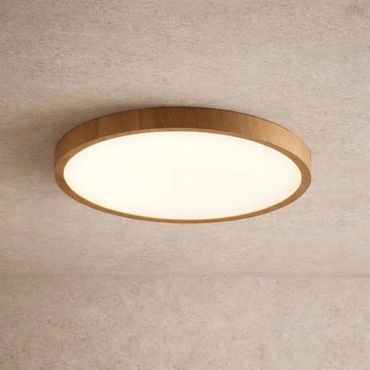Plafonnier Rond Led - Cercle Bois Épuré