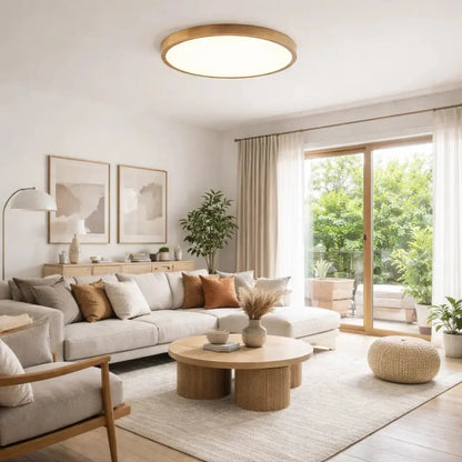 Plafonnier Rond Led - Cercle Bois Épuré