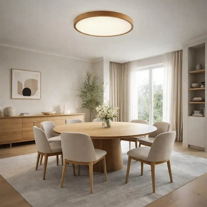 Plafonnier Rond Led - Cercle Bois Épuré