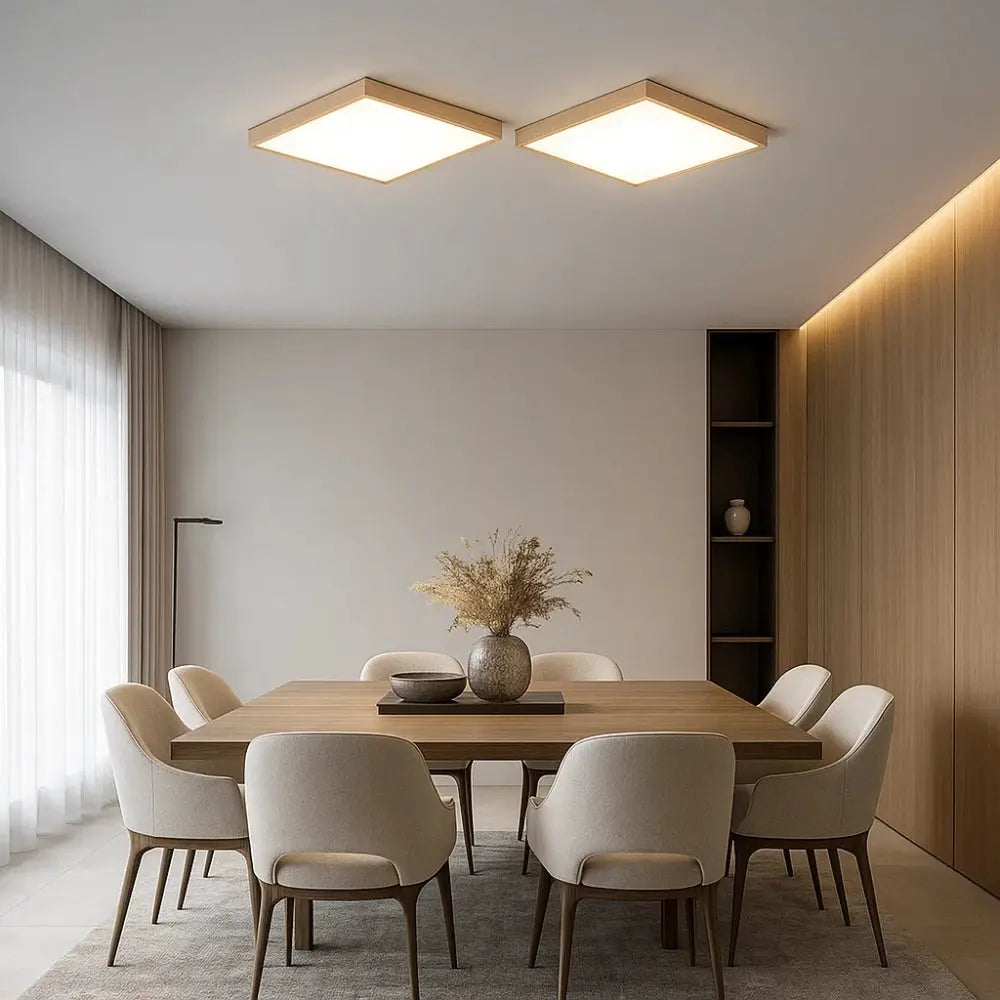 Plafonnier Led Carré - Cadre Bois Intuitif