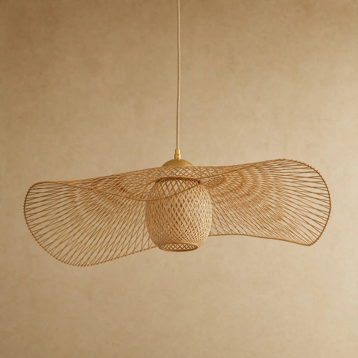 Suspension Bambou - Chapeau de Lumière Tissé Main