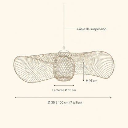Suspension Bambou - Chapeau de Lumière Tissé Main