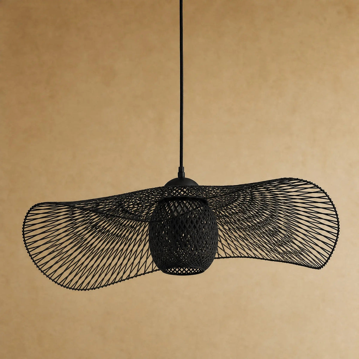 Suspension Bambou - Chapeau de Lumière Tissé Main