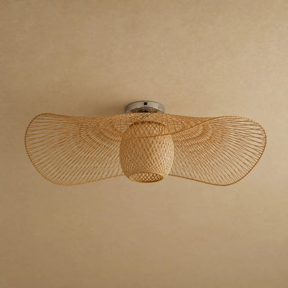 Suspension Bambou - Chapeau de Lumière Tissé Main